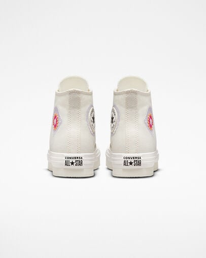 Chuck Taylor All Star EVA Lift Platform Festival Egret/Vintage White, Heel View