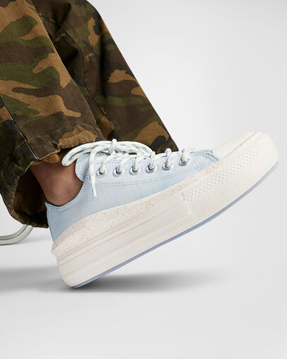Chuck Taylor All Star Move Platform Washed Canvas Cloudy Daze Blue/Egret/Rainy Daze, Reflective View