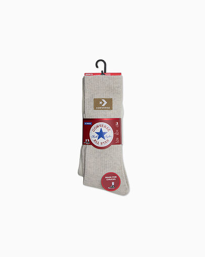 3-Pack Stacked Patch Crew Socks Oatmeal Heather, Detail View