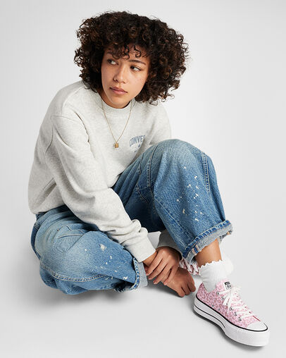 Chuck Taylor All Star Lift Platform Leopard Sugar Berry/Vintage White, On Foot Shot 2