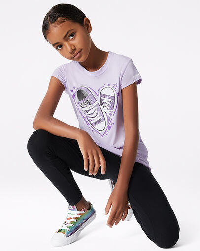 Shiny Sneaker Heart Tee Lilac Mist