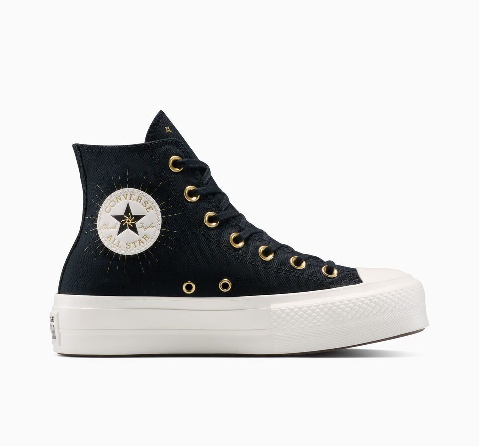 Chuck Taylor All Star Lift Platform Cosmic Embroidery Black/Egret/Gold