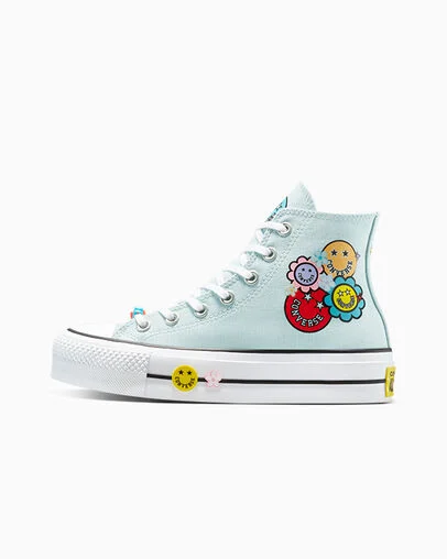 Chuck Taylor All Star Lift Platform Smiles You Dew You/White/Fresh Yellow, Inner Side View