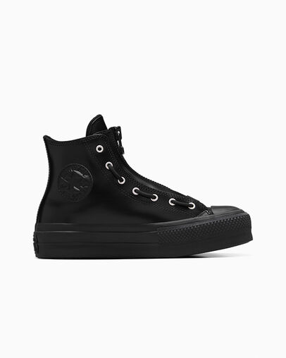 Chuck Taylor All Star Lift Platform Leather Black/Total Eclipse/Black, Outer Side View