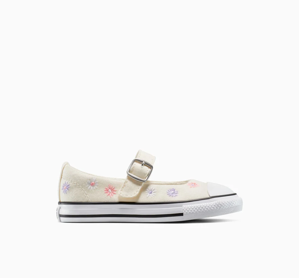 Chuck Taylor All Star Dainty Mary Janes Easy-On Floral Embroidery Egret/White/Black