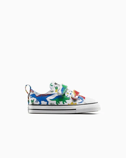 Chuck Taylor All Star Dino Party Easy On White/Totally Blue/Enamel Red, Outer Side View