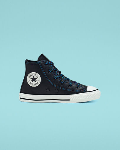 Tumbled Leather Chuck Taylor All Star Black/Hyper Royal/Egret