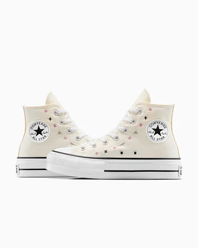 Chuck Taylor All Star Lift Platform Celestial Egret/Black/Cactus Bud, Detail Angle View