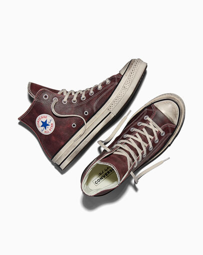 Chuck 70 Burnished Leather Brick Snack/Egret/Blue, Angled View