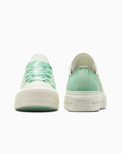 Chuck Taylor All Star Lift Matte Satin Sticky Aloe Green/Egret/Egret, Heel View