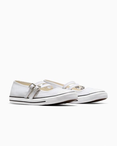 Chuck Taylor All Star Dainty Mary Jane White/Egret/White, Top and Side View