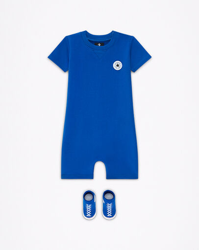Lil Chuck Taylor Romper Sock Set Converse Blue, Front View