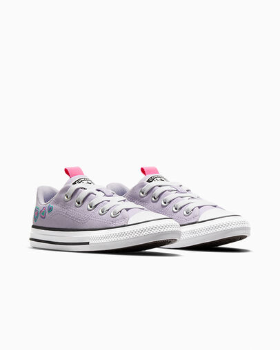 Chuck Taylor All Star Rave Hearts Vapor Violet/Oops Pink/ White, Top and Side View