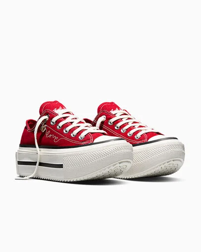 Chuck Taylor All Star Lift Double Stack Platform Valentine's Day Days Ahead Red/Egret/Black, Top and Side View