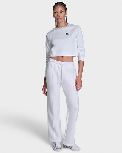 French Terry Front Seam Pants White 10A, Detail View