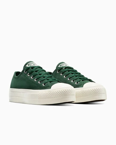 Chuck Taylor All Star Lift Platform Colorful Suede Branch Out/Branch Out/Egret, Top and Side View