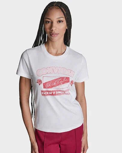 Retro Roses T-Shirt White, Front View