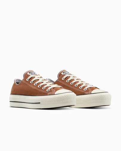 Chuck Taylor All Star Lift Platform Suede Warm Tan/Egret/Black, Top and Side View