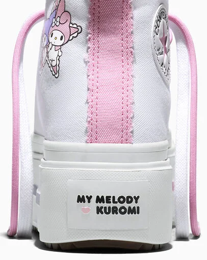 Converse x Hello Kitty&reg; and Friends Chuck Taylor All Star Lift Double Stack My Melody&trade; & Kuromi&trade; White/Pink/Purple, Detail Angle View