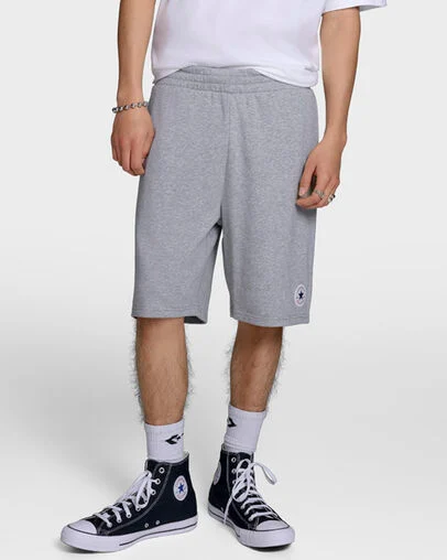 Chuck Taylor All Star Patch Shorts Vintage Grey Heather, Full Body View