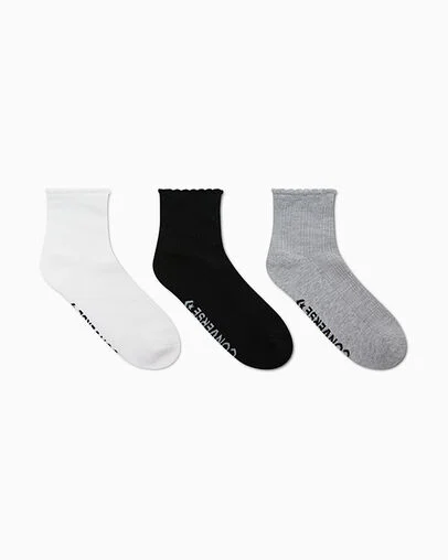 3-Pack Pointelle Ankle Socks White, 3/4 View