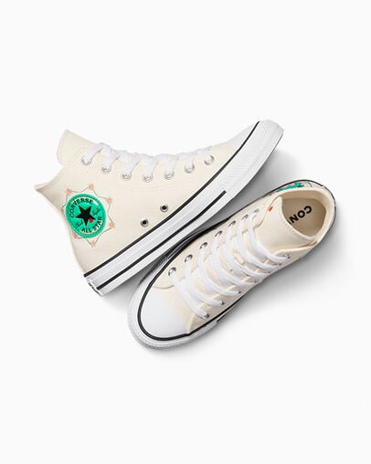 Chuck Taylor All Star Lily Pad Egret/White/Apex Green, Angled View