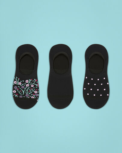 3-Pack Mayflower Mix Liner Socks Black/Moody Purple Black Black, Front View