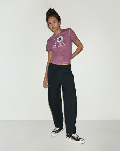 Barrel Leg Canvas Joggers Converse Black, Detail View
