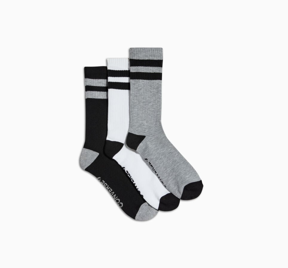 3-Pack Striped Crew Socks White/Vgh/Black