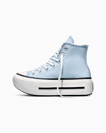 Chuck Taylor All Star Lift Double Stack Platform Distressed Clear Skies/Vintage White, Inner Side View
