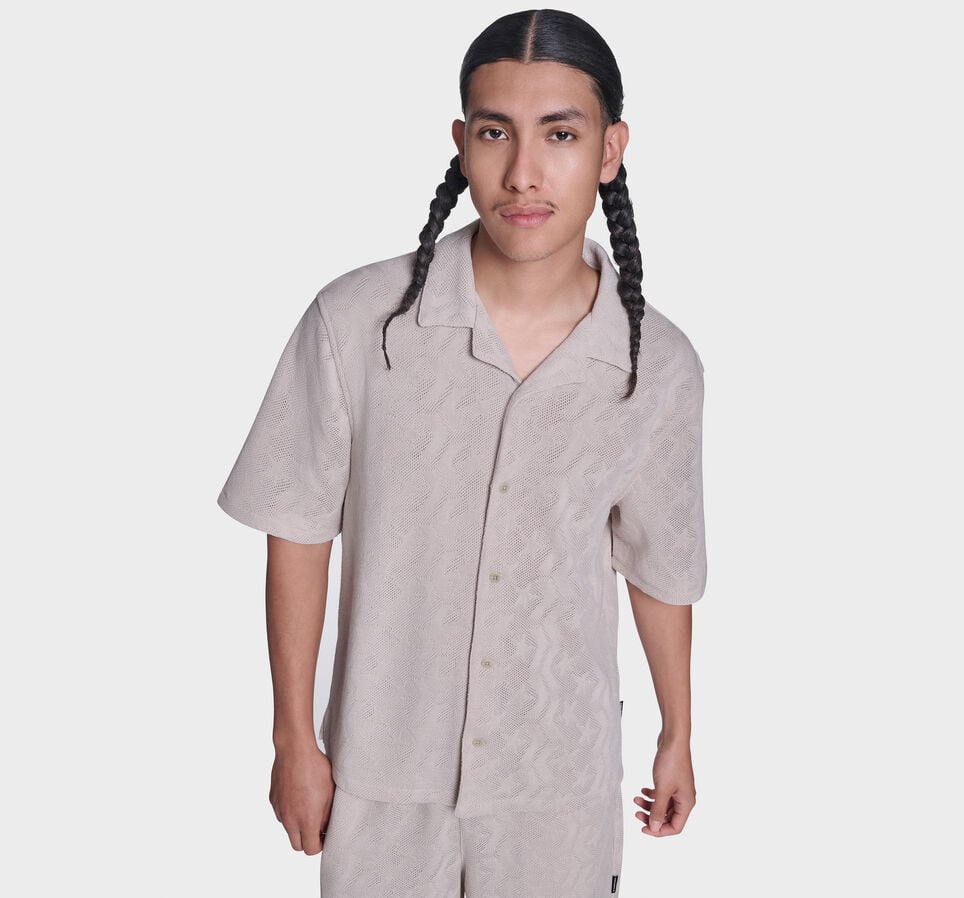 Chev Crochet Short-Sleeve Shirt Classic Ecru
