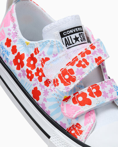 Chuck Taylor All Star Easy On Floral White/True Sky/Oops Pink, Detail Angle View