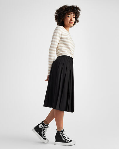 Chuck Taylor All Star Wedge Platform Embroidered Flowers Black/Vintage White/Pale Petal, On Foot Shot 1