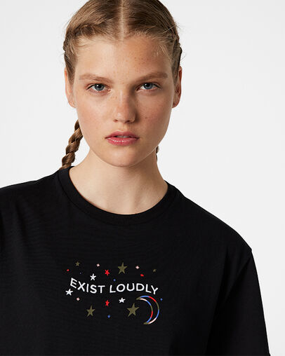Exist Loudly Embroidery Short Sleeve Converse Black