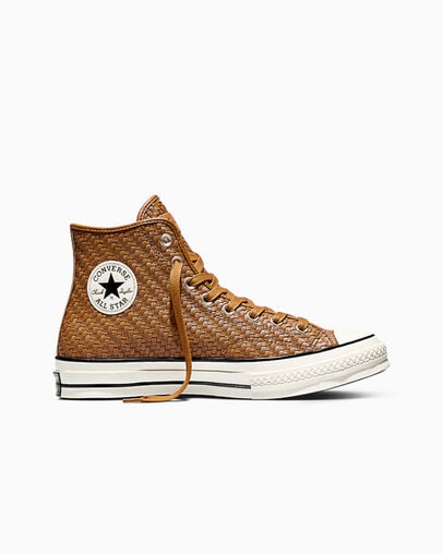 Chuck 70 Woven Leather Warm Tan/Egret/Black, Outer Side View