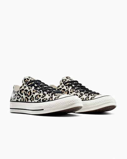 Chuck 70 Glow-In-The-Dark Leopard Print Driftwood/Light Fawn/Black, Top and Side View