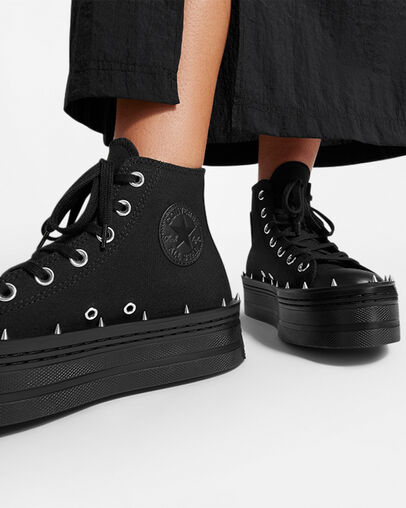 Chuck Taylor All Star Modern Lift Platform Studded Black/Black/Black, On Foot Shot 2