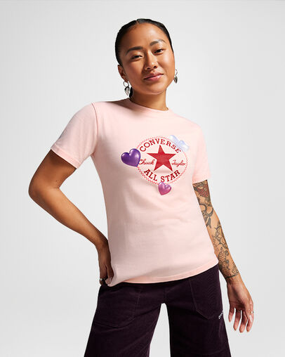 Y2K Heart Slim Fit T-Shirt Donut Glaze, Front View