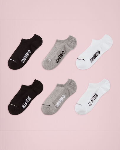 6-Pack Wordmark No-Show Socks Dark Grey Heather, Front View
