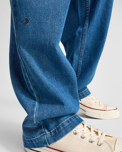 Open Hem Baggy Denim Pants Med. Light Indigo, Detail View
