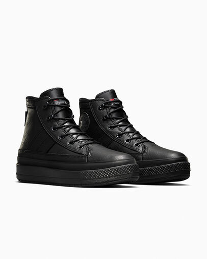 Chuck Taylor All Star Equip Waterproof Black/Black/Dark Matter Grey, Top and Side View