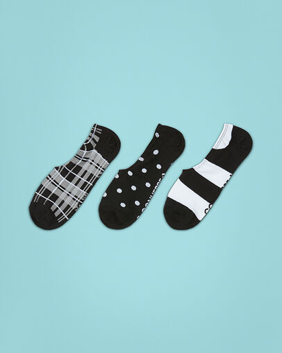3-Pack Pattern Mix Made For Chucks Socks Black Plaid Black/White Black/, Front View