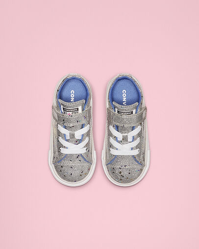 Chuck Taylor All Star Galaxy Glimmer Hook and Loop Low Top Silver/Ozone Blue/White