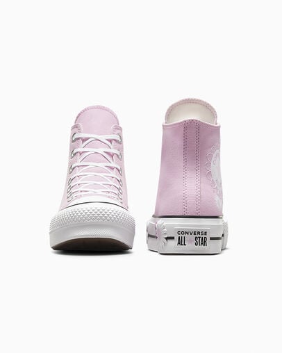Chuck Taylor All Star Lift Platform Floral Stardust Lilac/White/Black, Heel View