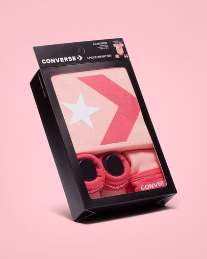 3-Piece Star Chevron Infant Set Storm Pink, 3/4 View