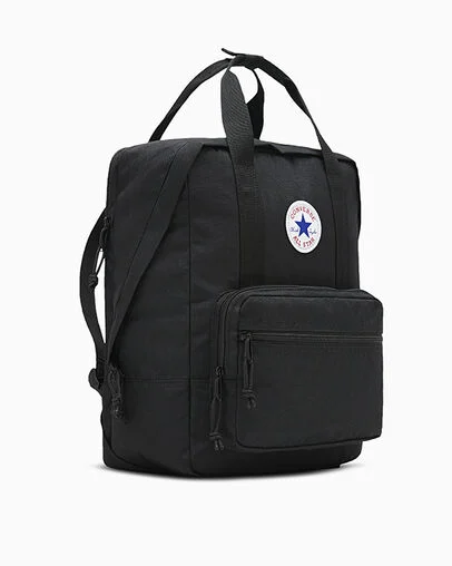 Square Backpack Black, 3/4 View