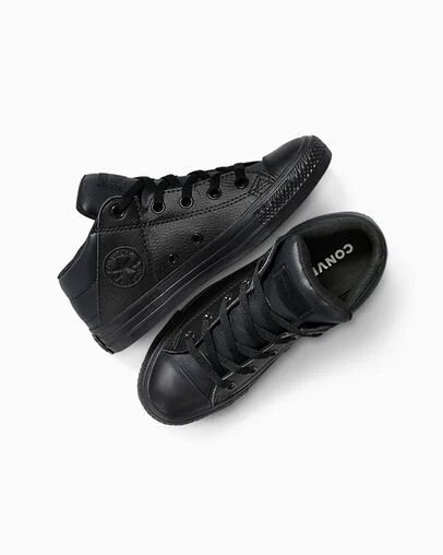 Chuck Taylor All Star Axel Leather Black/Black/Black, Angled View
