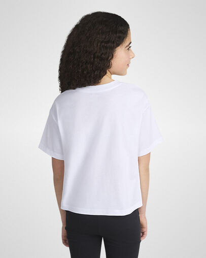 Boxy T-Shirt White/Slacker Blue, Back View