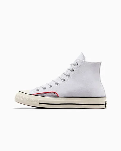 Chuck 70 Canvas & Suede White/ Ghost Town Grey/ Red, Inner Side View