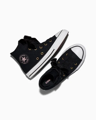 Chuck Taylor All Star Easy-On Velvet Bows Black/White/Petal Pit, Angled View